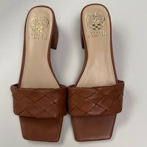 Vince Camuto Tan Woven Leather Heels